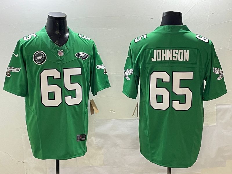 Men Philadelphia Eagles #65 Johnson Green Retro three generations 2025 Nike Limited NFL Jersey style 7->philadelphia eagles->NFL Jersey